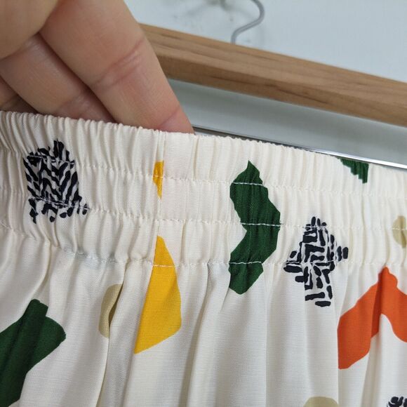 Vintage 80S 90S Top Shorts Set Geometric Multicolor Funky Bermuda Work Cream 10 - Picture 10 of 13